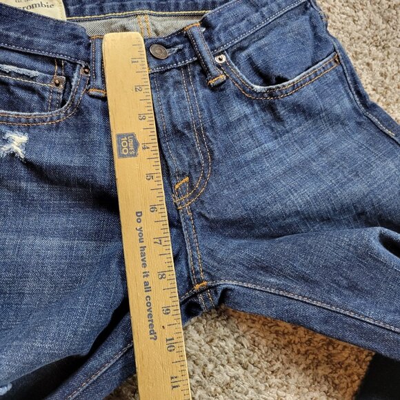 Abercrombie Kids Jeans Boys 12 Classic Straight Denim Dark Wash Distressed - Picture 3 of 9